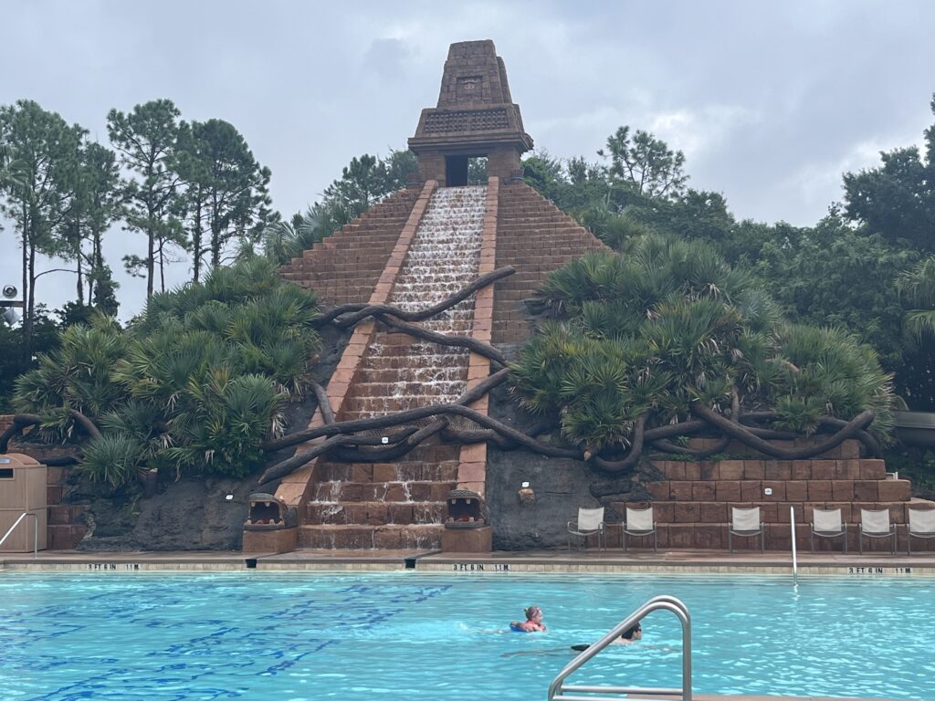 The massive Aztec pyramid at The Dig Site pool complex. Photo by Chris Barry