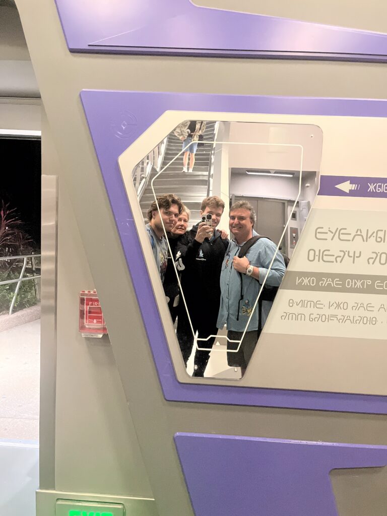My boys, my wife and I feeling good after Guardians of the Galaxy:Cosmic Rewind at Epcot. Photo by Alex Barry.