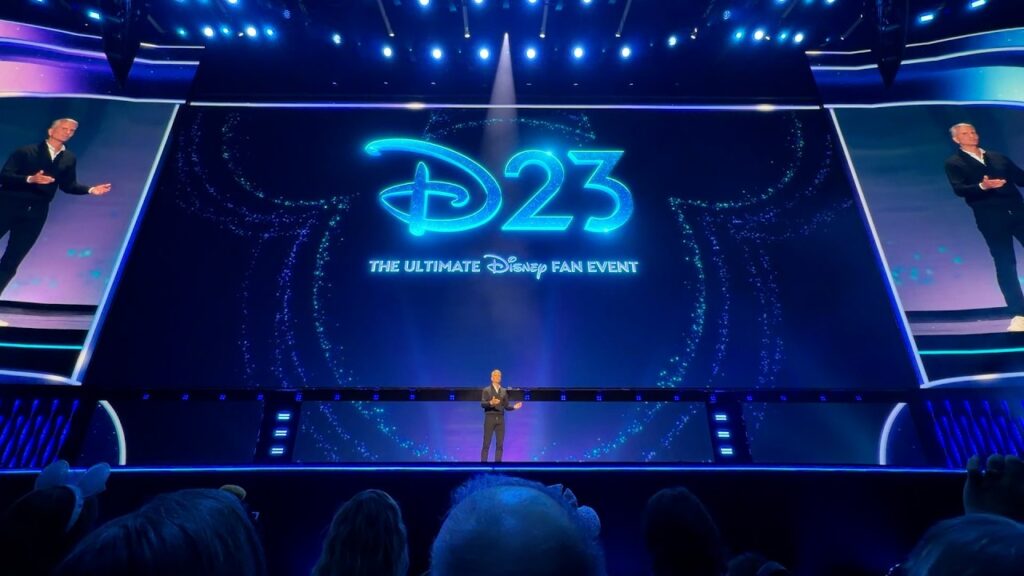 Disney CEO Josh D'Amaro takes the stage for opening remarks at D23 2026. ©Disney.
